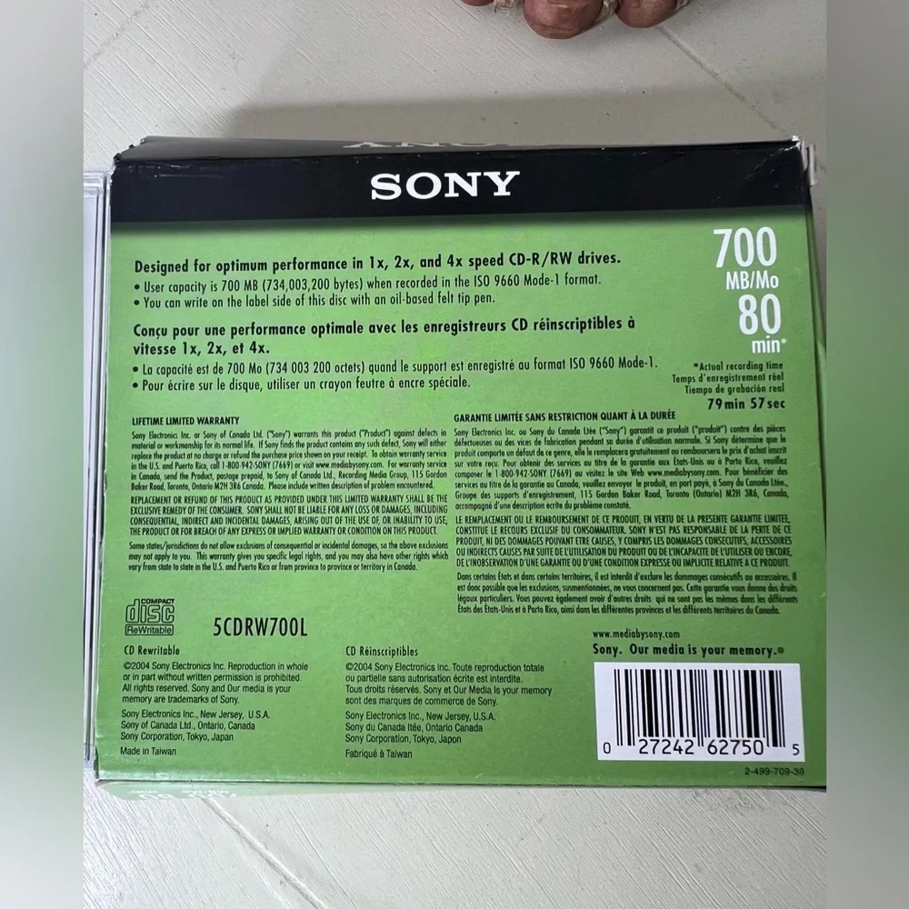 Brand New-SONY CD-RW80 4-Pack